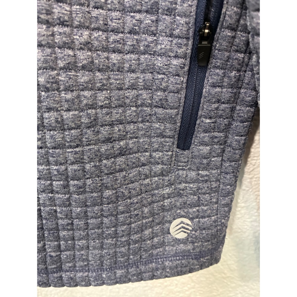 Solaris Mens Quarter Zip Pullover Blue Marl Waffle Knit Textured Fleece Medium - Picture 2 of 4